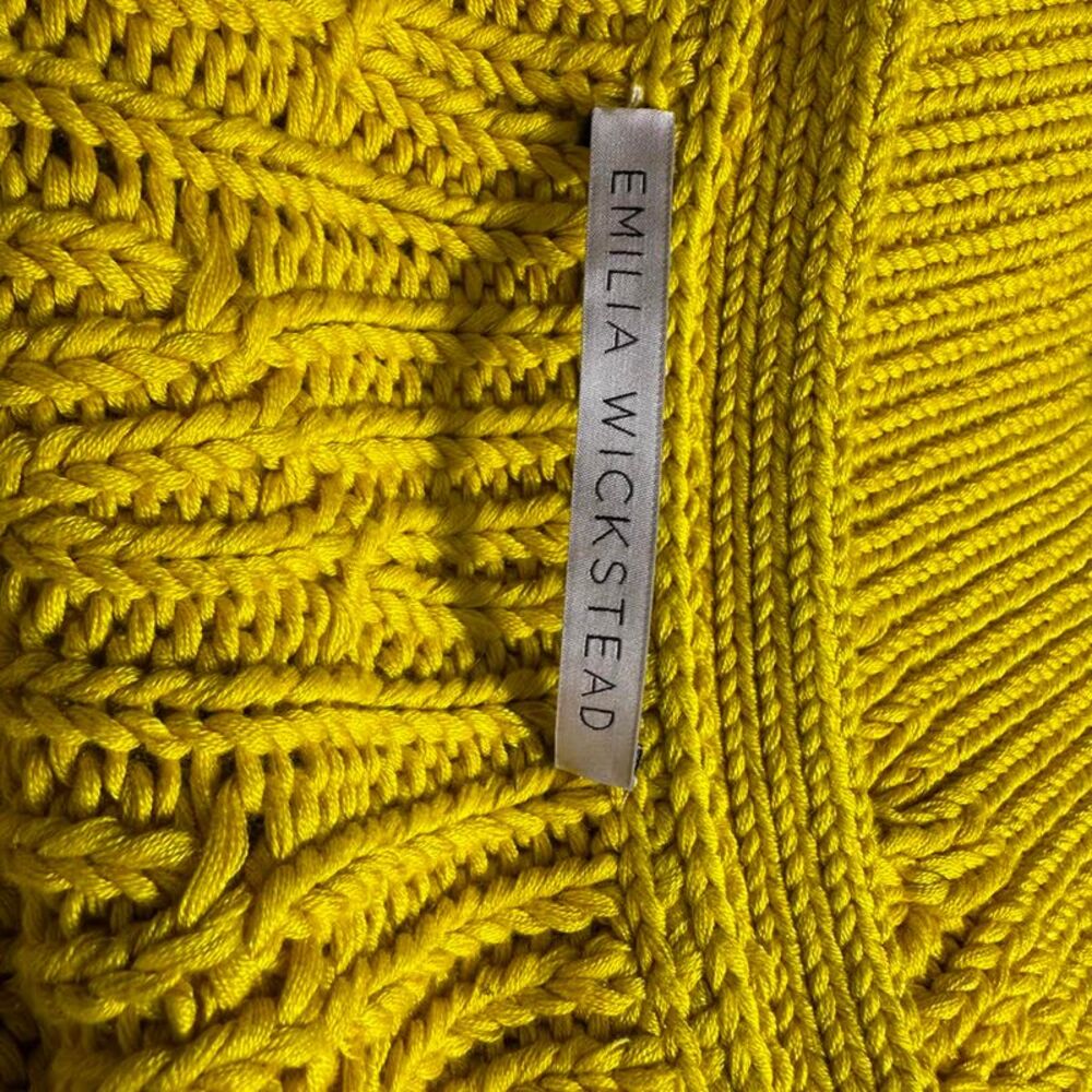 Emilia Wickstead Buttoned Cardigan in Yellow Silk - Picture 4 of 7